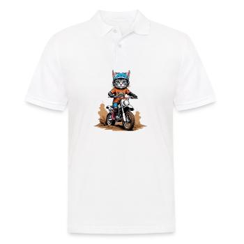 Cat Motocross Bike Gift Supermoto Motorcycle - Men's Polo Shirt - white - Front - Kai (181cm)