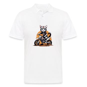 Cat Motocross Bike Gift Supermoto Motorcycle - Men's Polo Shirt - white - Front - Kai (181cm)