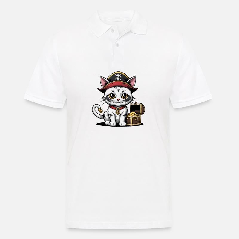 Gatto Pirata Divertente Bambini Camicia Regalo Pirata - Polo da uomo - bianco