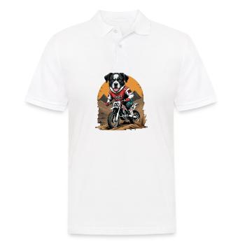 Motocross Vélo Chien Chien Cadeau Supermoto - Polo Homme - blanc - Devant - Kai (181cm)