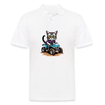 Cat Quad Katze Geschenk Supermoto Motorrad - Männer Poloshirt - Weiß - Vorne - Kai (181cm)