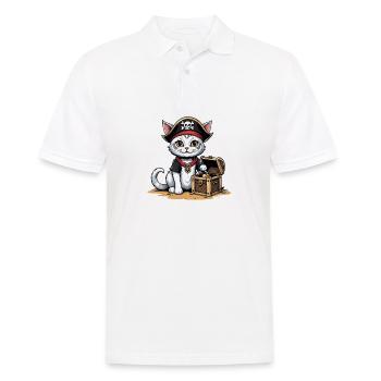 Pirate Cat Funny Kids Shirt Gift Pirate - Men's Polo Shirt - white - Front - Kai (181cm)