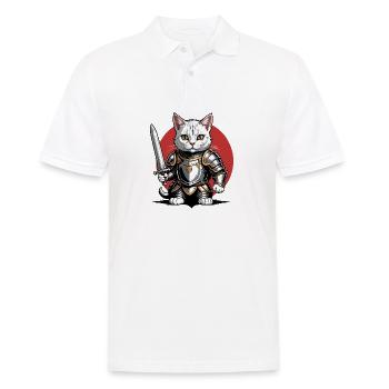 Cat Ritter Knight Katze Geschenk Mittelalter - Männer Poloshirt - Weiß - Vorne - Kai (181cm)