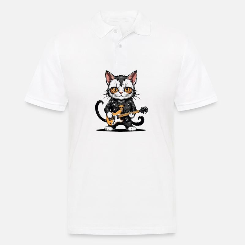 Cat Rocker Cat HardRock Gift - Polo Homme - blanc
