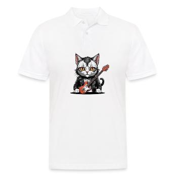 Cat Rocker Katze HardRock Geschenk - Männer Poloshirt - Weiß - Vorne - Kai (181cm)