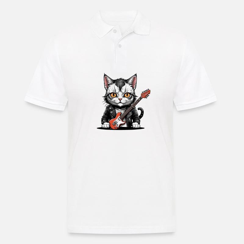 Cat Rocker Cat HardRock Gift - Polo Homme - blanc