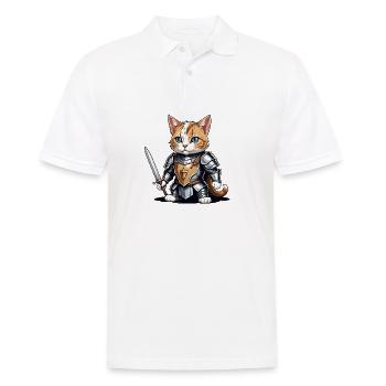 Cat Ritter Knight Katze Geschenk Mittelalter - Männer Poloshirt - Weiß - Vorne - Kai (181cm)