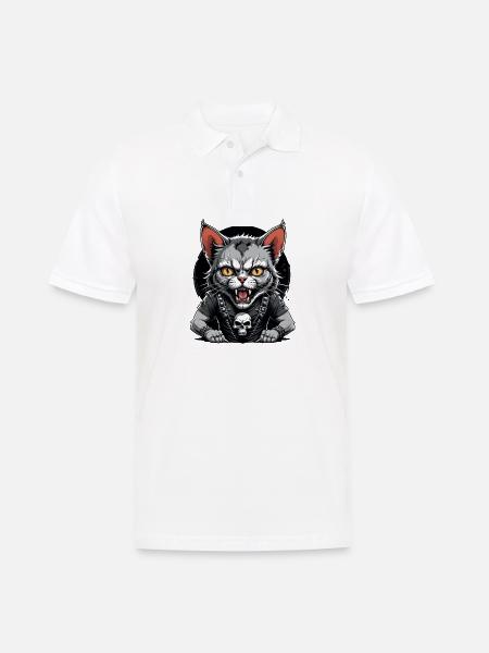 Cat Rocker Cat HardRock Gift - Men's Polo Shirt - white
