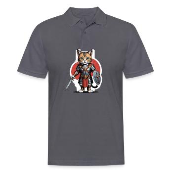 Cat Roman Warrior Cat Gift - Men's Polo Shirt - charcoal grey - Front - Nico (186cm)