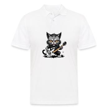 Cat Rocker Katze HardRock Geschenk - Männer Poloshirt - Weiß - Vorne - Kai (181cm)