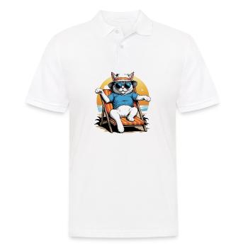 Cat Vacation Vacation Cat Vacation Hawaii Island Cat - Men's Polo Shirt - white - Front - Kai (181cm)