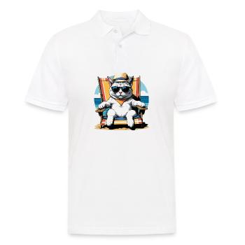 Vacances pour chats Vacances pour chats Vacances pour chats Île d’Hawaï - Polo Homme - blanc - Devant - Kai (181cm)