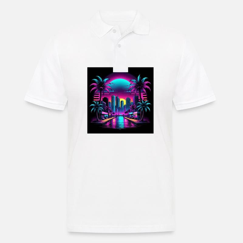 Retro City Neon Color Geschenk Gaming Retro World - Männer Poloshirt - Weiß