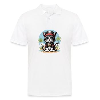 Pirate Cat Funny Kids Shirt Gift Pirate - Men's Polo Shirt - white - Front - Kai (181cm)