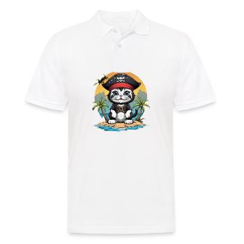 Pirate Cat Funny Kids Shirt Gift Pirate - Men's Polo Shirt - white - Front - Kai (181cm)