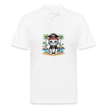 Pirate Cat Funny Kids Shirt Gift Pirate - Men's Polo Shirt - white - Front - Kai (181cm)