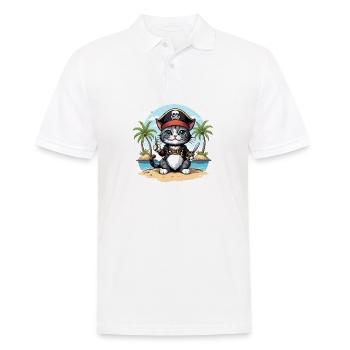Pirate Cat Funny Kids Shirt Gift Pirate - Men's Polo Shirt - white - Front - Kai (181cm)