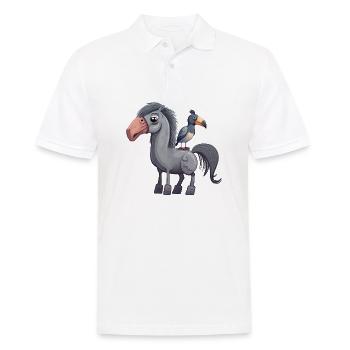 Cheval mignon avec oiseau - Polo Homme - blanc - Devant - Kai (181cm)