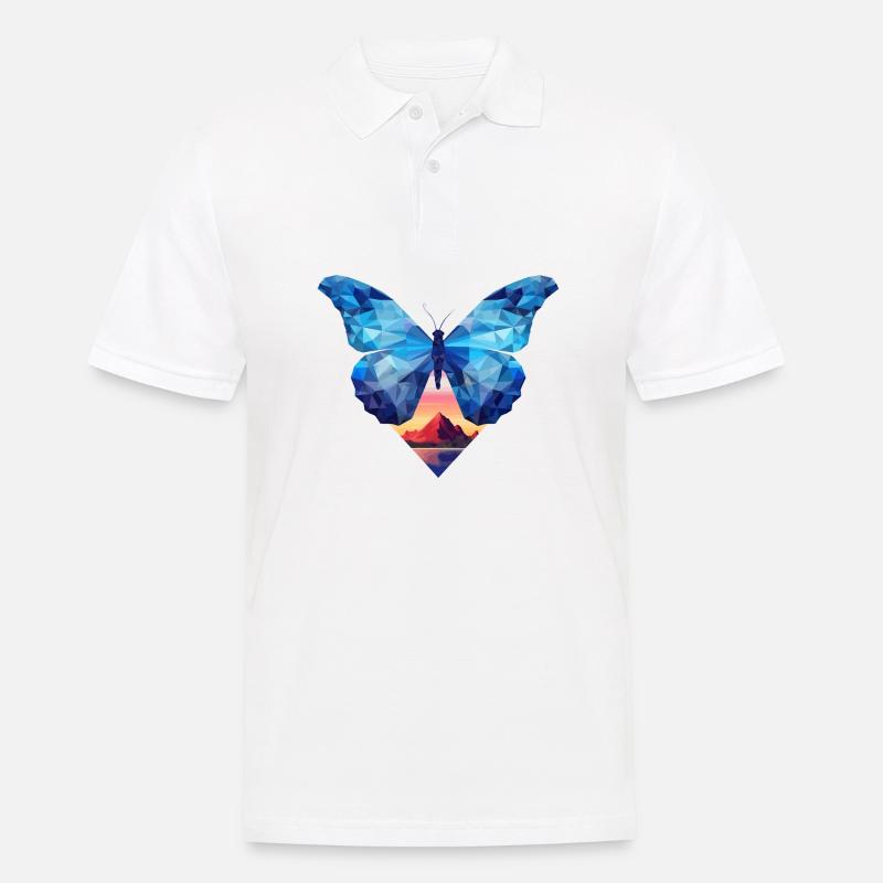 Blauer Morpho-Schmetterling - Männer Poloshirt - Weiß