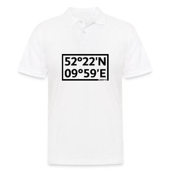 Lehrte Koordinaten - Männer Poloshirt - Weiß - Vorne - Kai (181cm)