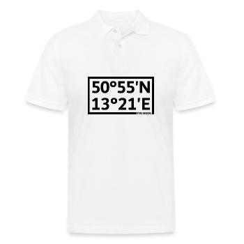 Freiberg Koordinaten - Männer Poloshirt - Weiß - Vorne - Kai (181cm)