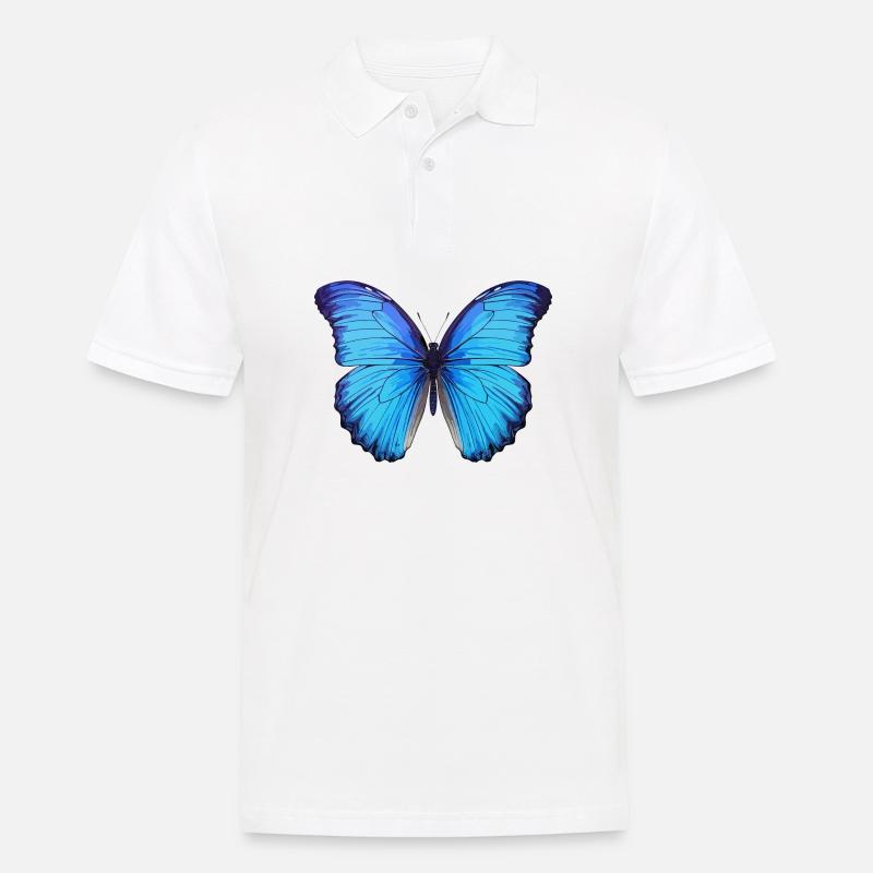 Blauer Morpho-Schmetterling - Männer Poloshirt - Weiß