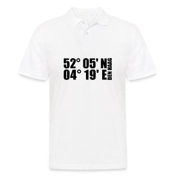Den Haag Koordinaten - Männer Poloshirt - Weiß - Vorne - Kai (181cm)