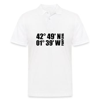 Pamplona Koordinaten - Männer Poloshirt - Weiß - Vorne - Kai (181cm)