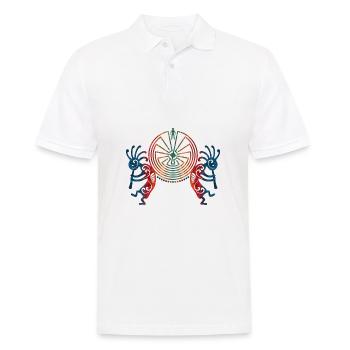 Kokopelli Duo - Man In The Maze - Red Blue - Männer Poloshirt - Weiß - Vorne - Kai (181cm)