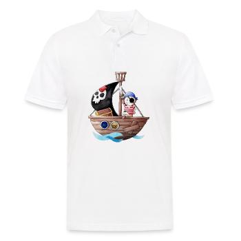 Petit pirate avec son bateau - Polo Homme - blanc - Devant - Kai (181cm)