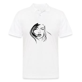 Elegant Ink Woman: Emotional & Ehrlich - Männer Poloshirt - Weiß - Vorne - Kai (181cm)