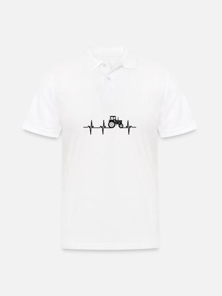 Herzschlag Traktor Mann Humor Landwirt - Männer Poloshirt - Weiß