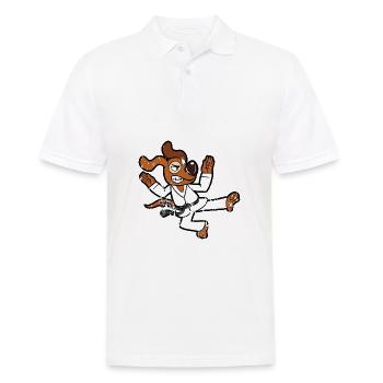 Karaté chien rétro style grunge vintage - Polo Homme - blanc - Devant - Kai (181cm)
