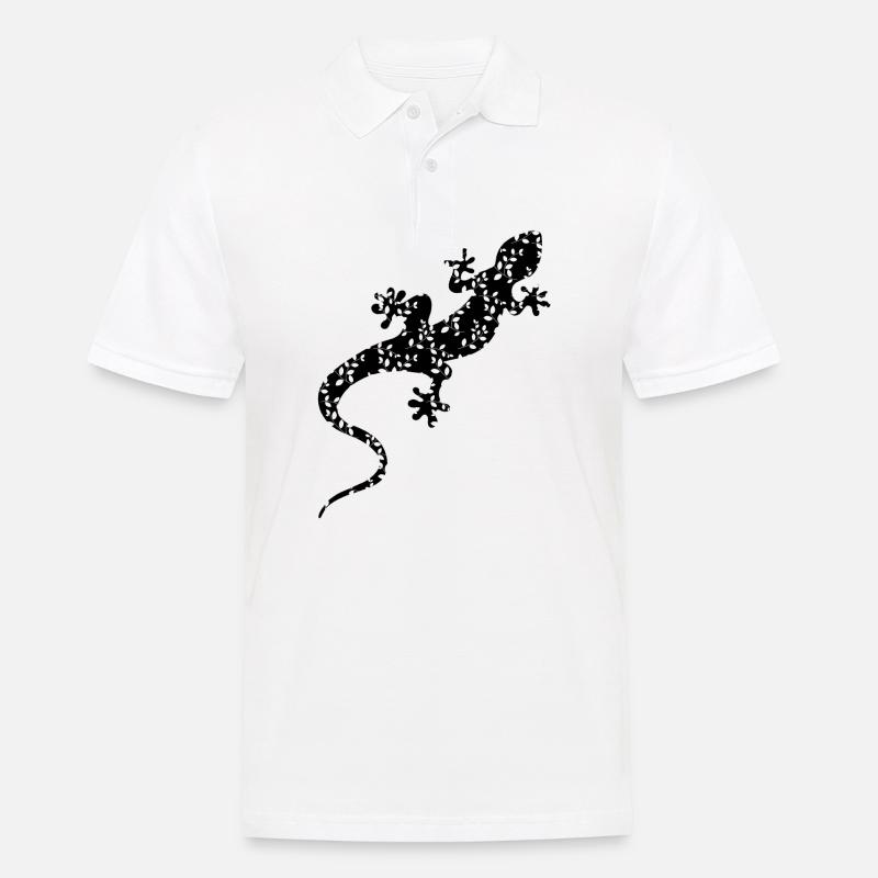 Gemusterte Eidechse - Männer Poloshirt - Weiß