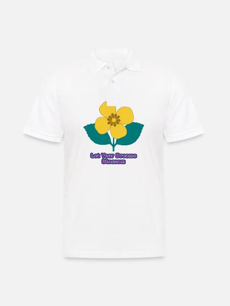 Gelbes Blumensymbol auf Gelb - Männer Poloshirt - Weiß