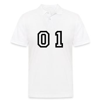 Nummer - 01 - zero one - Männer Poloshirt - Weiß - Vorne - Kai (181cm)