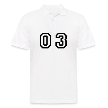 Nummer - 03 - null drei - Männer Poloshirt - Weiß - Vorne - Kai (181cm)