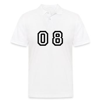 Nummer - 08 - null acht - Männer Poloshirt - Weiß - Vorne - Kai (181cm)