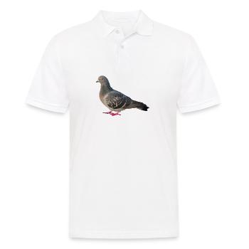 Prachtvolles Taubenporträt Farbenspiel - Männer Poloshirt - Weiß - Vorne - Kai (181cm)
