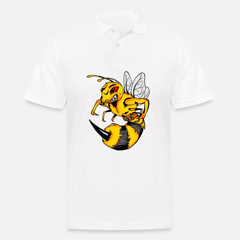 Aggressive Comic-Wespe mit Stachel - Männer Poloshirt - Weiß
