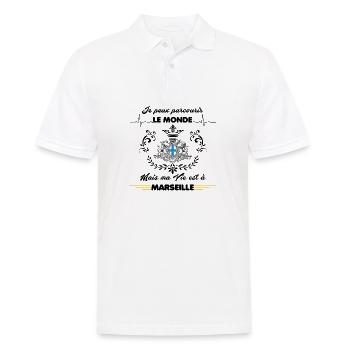 MA VIE EST A MARSEILLE - Polo Homme - blanc - Devant - Kai (181cm)