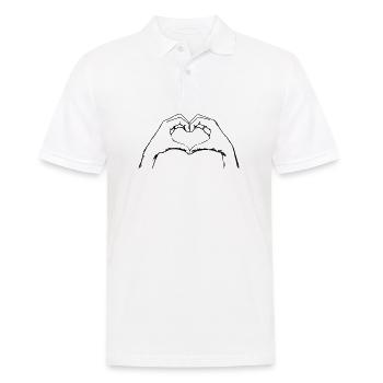 Finger Heart / Finger Herz / Love  Line Art Design - Männer Poloshirt - Weiß - Vorne - Kai (181cm)