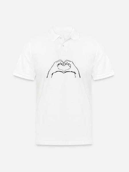 Finger Heart / Finger Herz / Love Line Art Design - Männer Poloshirt - Weiß