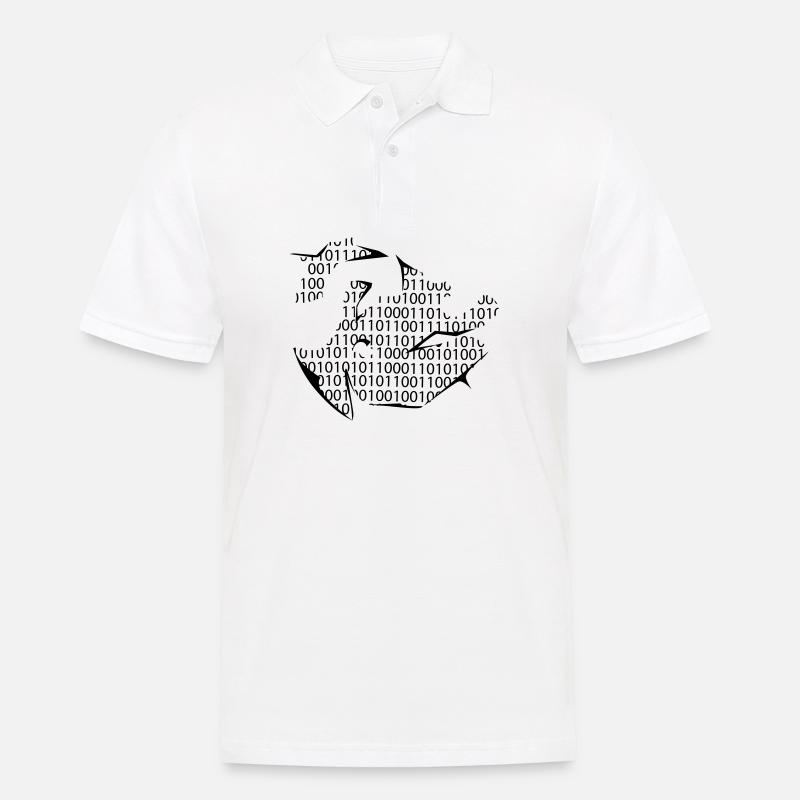 code binaire - Polo Homme - blanc