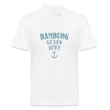 Hamburg Koordinaten - Männer Poloshirt - Weiß - Vorne - Kai (181cm)