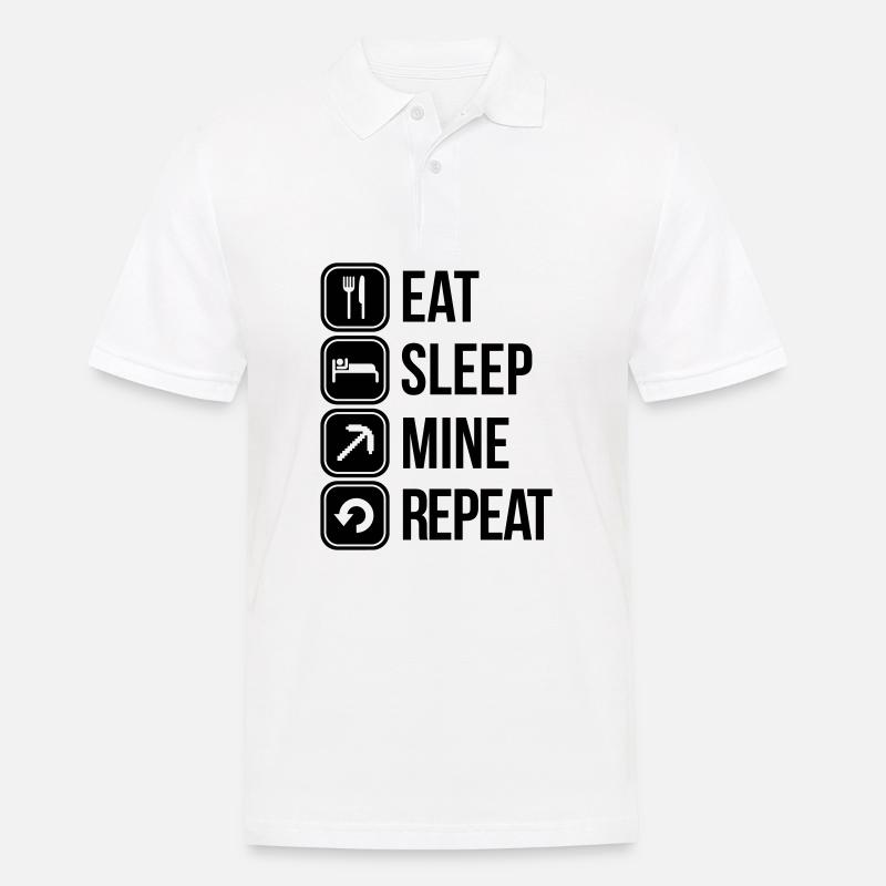 eat sleep mine repeat - Männer Poloshirt - Weiß