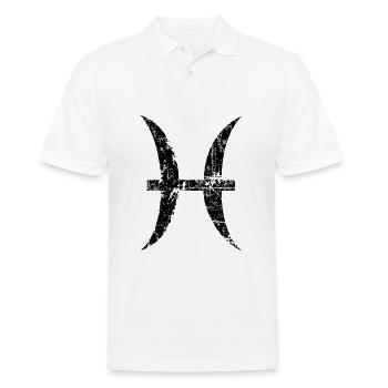 Sternzeichen Fische (Vintage/Schwarz) - Männer Poloshirt - Weiß - Vorne - Kai (181cm)