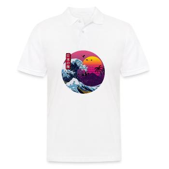 Retro Japanese Wave - Men's Polo Shirt - white - Front - Kai (181cm)