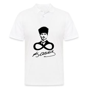 Atatürk-Signatur - Männer Poloshirt - Weiß - Vorne - Kai (181cm)