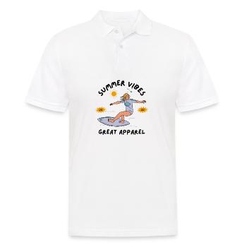 Sommer Surferin am Surfbrett - Männer Poloshirt - Weiß - Vorne - Kai (181cm)
